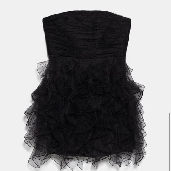 NWOT ZARA STRAPLESS RUFFLED TULLE MINI DRESS - Picture 6 of 10